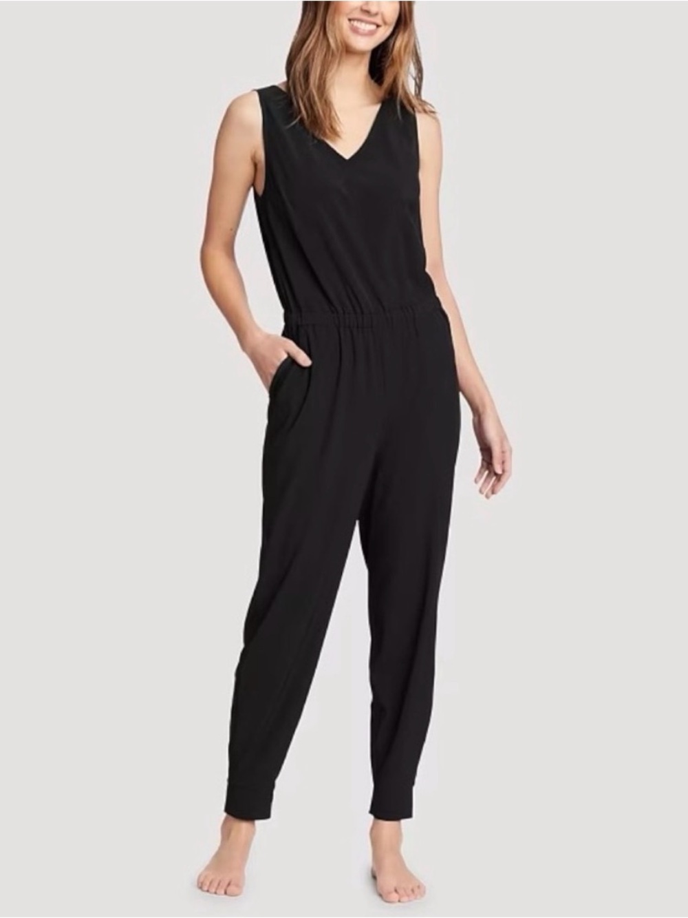 Eddie Bauer Departure Sleeveless Travel Jumpsuit Black XS NWOT